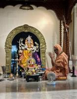 Jalabhisheka and Arati by HH Swamiji on Vardhanti Divasa of Shri Devi Durga Parameshwari Sannidhih at Karla (4 March 2025)